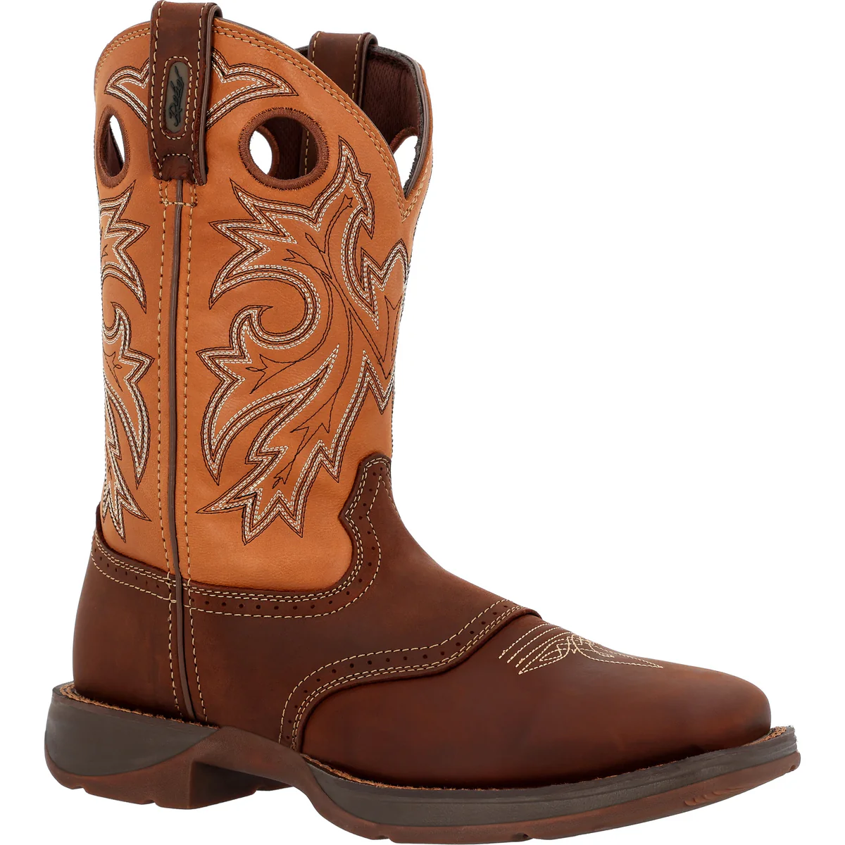Durango Rebel two-tone western boots with tan embroidered shaft
